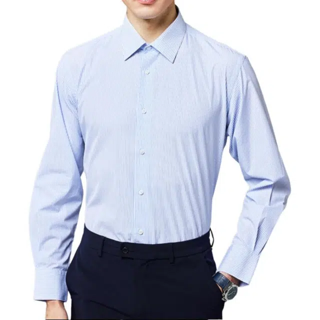 佛朗尼·齐拉 时尚休闲条纹百搭长袖衬衫 男款 兰条