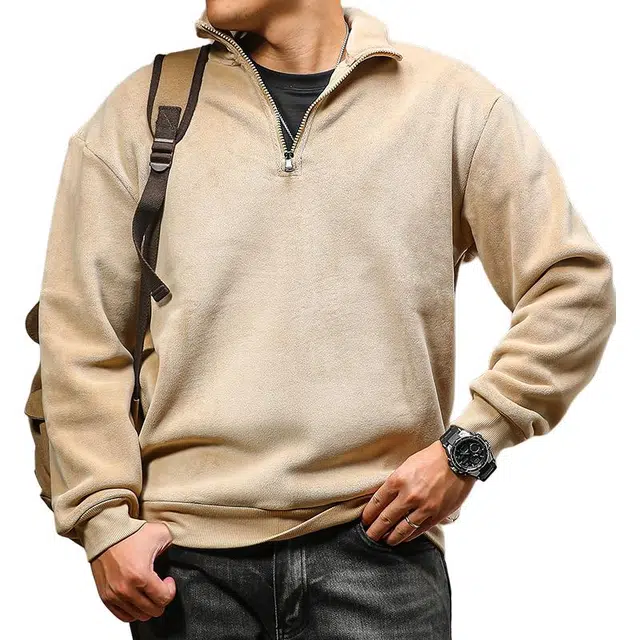 季言 半拉链立领加绒加厚保暖潮流帅气卫衣 男款