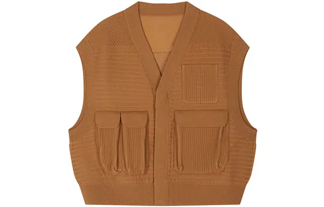 速写 无袖多口袋拼接毛衫背心毛衣 男款