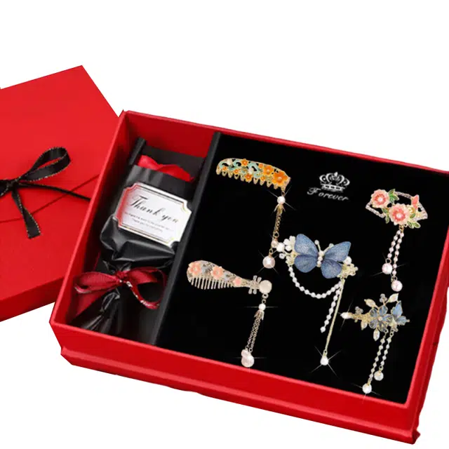 妖娆猫 气质蝴蝶侧边一字夹高端刘海夹子 合金 发夹 女款