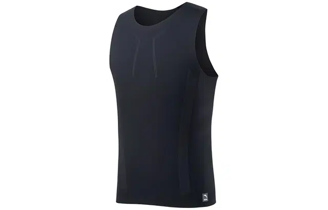 安踏 冠军健身训练系列 纯色圆领套头无袖背心 男款 黑色
