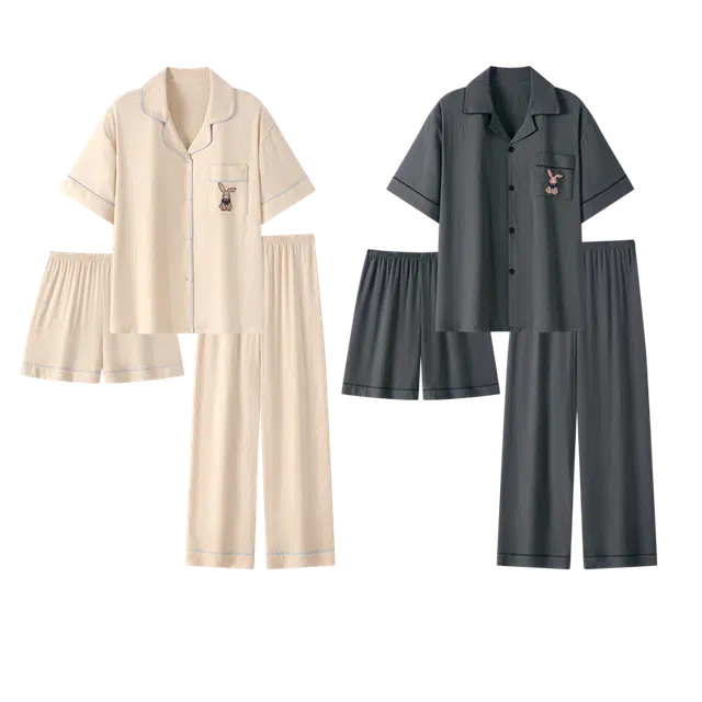 俏韵 休闲短袖可爱卡通家居服睡衣套装 男女同款