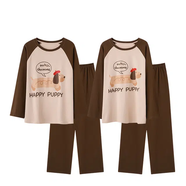 俏韵 卡通舒适时尚长袖长裤家居服可外穿睡衣套装 男女同款