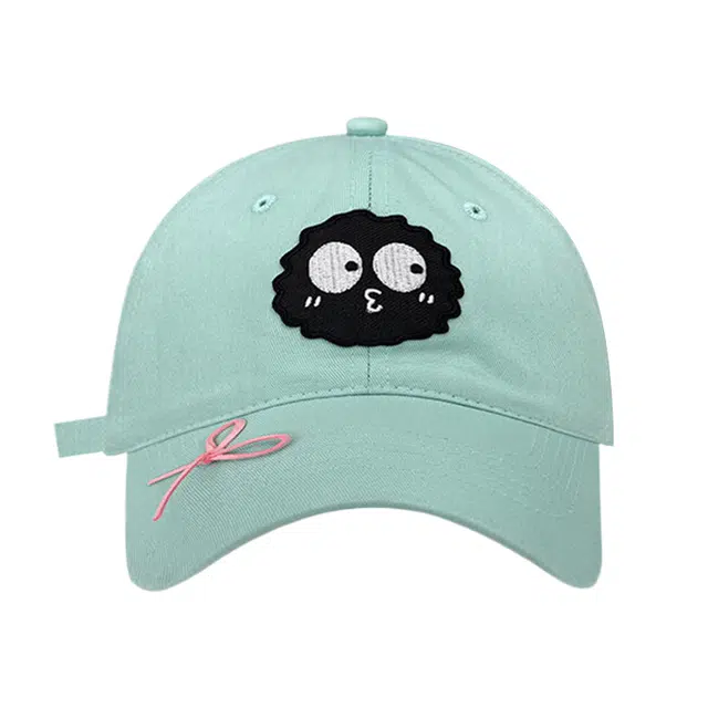 俞兆林 可爱小煤球爱心刺绣 户外出行甜酷辣妹蝴蝶结软糯风时尚潮流百搭大头围显脸小防晒遮阳帽 棉 鸭舌帽 男女同款情侣款