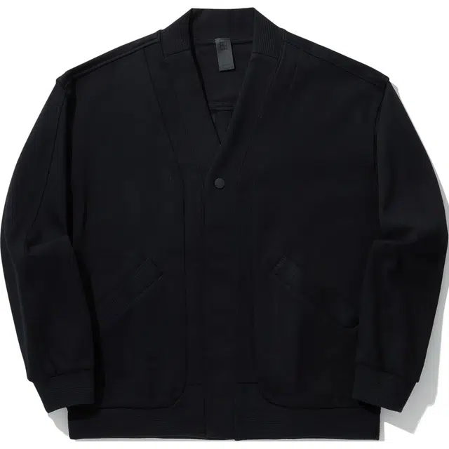 中国李宁 纯色单排扣宽松开衫卫衣 男款 黑色