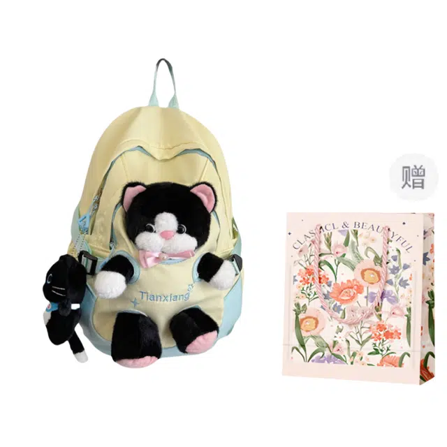 捷朗仕 卡通猫咪时尚 布 双肩包 女款 多色