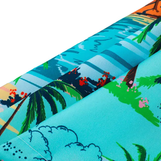 依文 海边度假系列满印宽松宽松休闲百搭开衫短袖衬衫 男女同款 海岛椰林