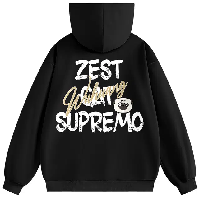 吾皇猫 学院风美式复古简约百搭卡通动漫字母印花连帽套头长袖休闲卫衣 男女同款