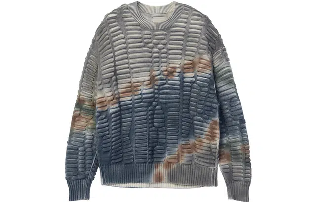 速写 渐变休闲长袖套头长袖针织衫 男女同款 蓝咖组合