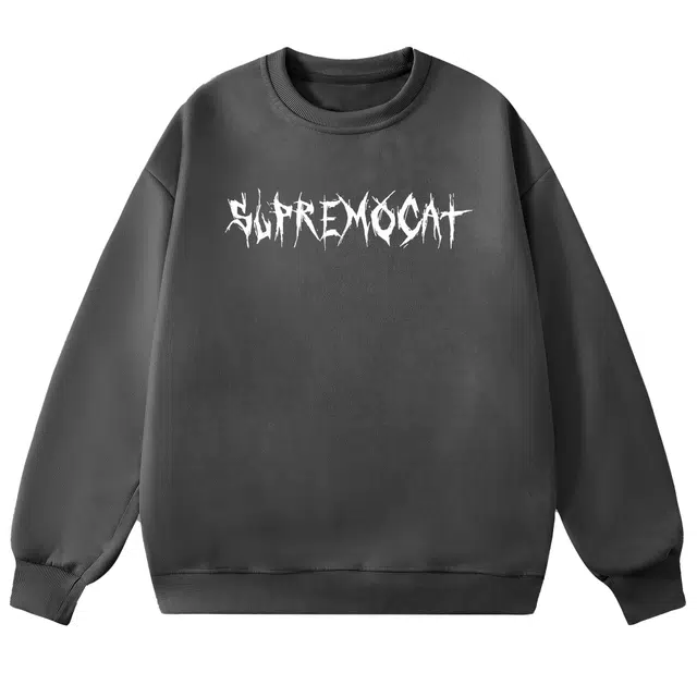 吾皇猫 麂皮绒美式复古学院风简约百搭时尚印花基础款圆领套头休闲宽松无性别穿搭长袖卫衣 男女同款