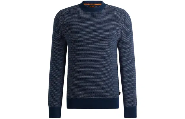 HUGO BOSS Cotton-Blend Sweater With Two-Tone Structure