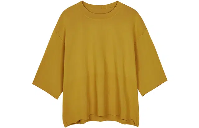 速写 纯色圆领宽松五分袖针织衫 男女同款