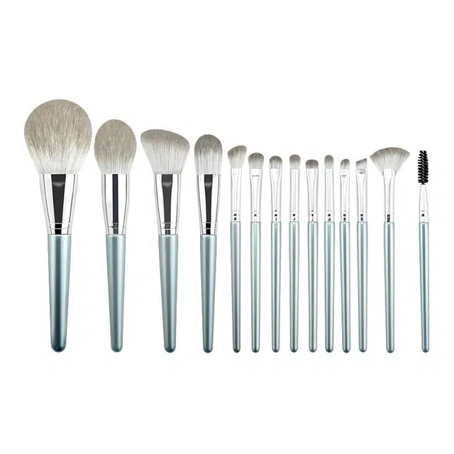 米甜兔  浅蓝化妆刷套装 柔软亲肤 十四件套