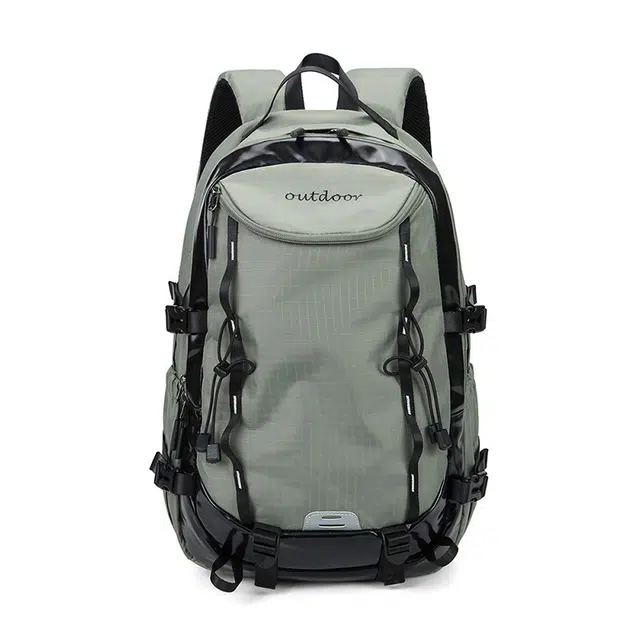 巴布豆 时尚潮酷大容量坚固耐用轻便减负休闲旅行包通勤 防水聚酯纤维 双肩包登山包 男女同款情侣款 黑色/灰色/橘色/蓝色/绿色