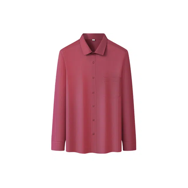 富铤 极简主义纯色液氨全棉吸湿透气翻领纯棉休闲百搭长袖衬衫 男款