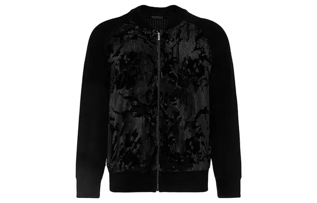 拉链棒球领修身毛衣 男款 黑色