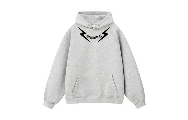 金贝勒 涂鸦闪电字母印花连帽宽松落肩套头长袖卫衣 男女同款
