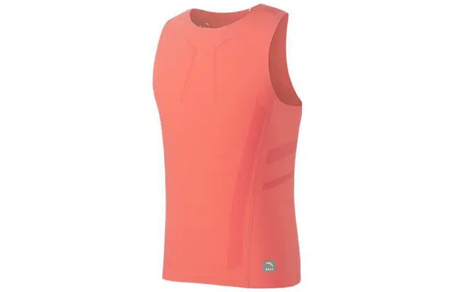 安踏 冠军健身训练系列 纯色圆领套头无袖背心 男款 柿红色