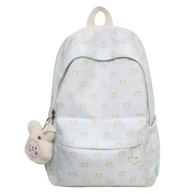 單倉 可爱潮流卡通简约高颜值通勤百搭初高中学生大容量轻便书包 尼龙 双肩包 常规 女款 小猫咪款/腊肠狗款