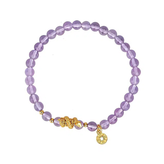 小银匠 【紫定守护】紫晶珠蛇年本命年转运天然 紫水晶 手串 女款