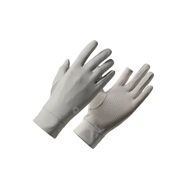 稻草人 夏季户外骑车薄款遮阳防紫外线 透气露指 锦纶 防晒手套 女款