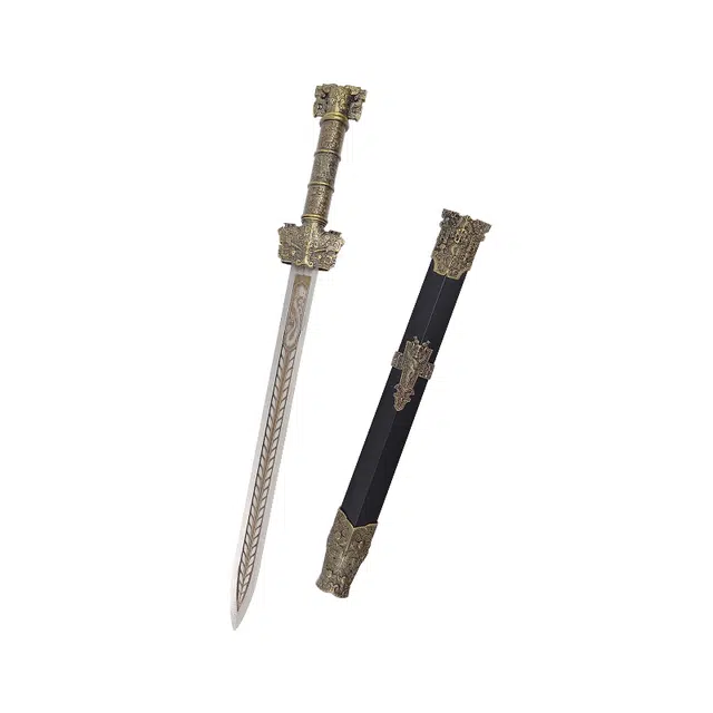 天子剑 小祖阳剑 龙泉碳钢小刀剑金属雕刻手柄装具兵器未开刃 成品模型