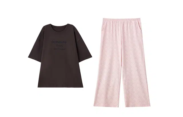 俏薇妮 简约时尚高级感柔软带胸垫长裤家居服舒适透气休闲可外穿睡衣套装 女款 粉红色