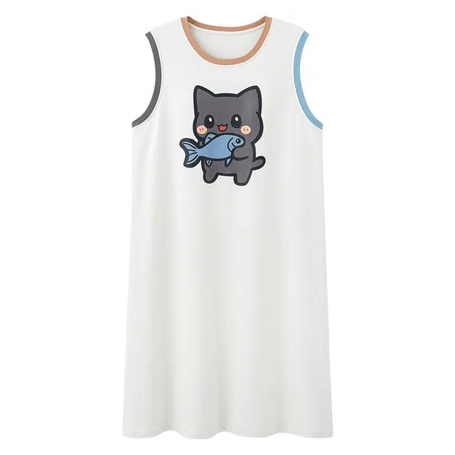 兰缪 带胸垫家居服卡通可爱无袖可外穿睡裙 女款 图片色