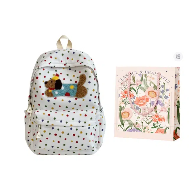 捷朗仕 可爱狗狗百搭学院风 涤纶（聚酯纤维） 双肩包 女款 多色