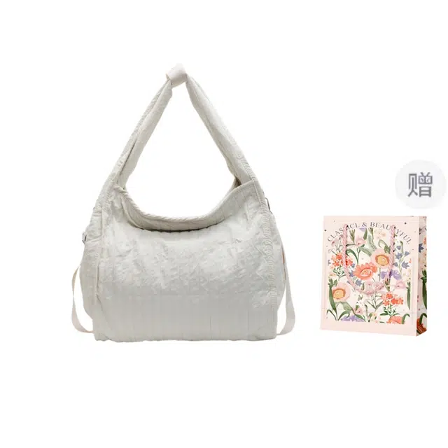 捷朗仕 简约时尚大容量 布 斜挎单肩包 男女同款情侣款 白色/黑色