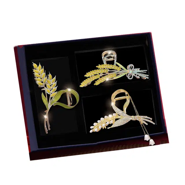 缔晶 新中式复古穗穗平安鲨鱼夹套装 气质时尚优雅造型通勤发饰 合金 发夹 女款