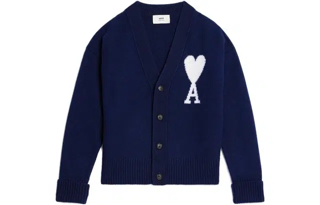 AMIPARIS SS23 Heart V-Neck Cardigan Sailor Blue
