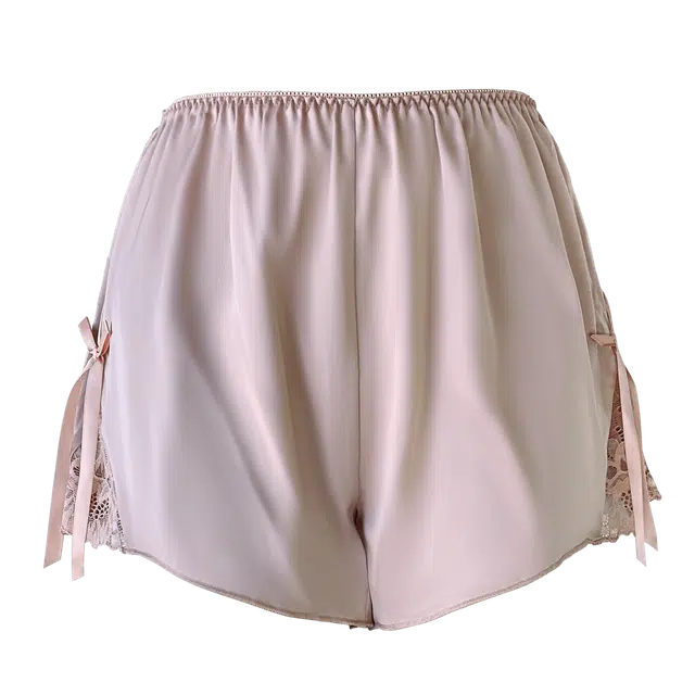 都市丽人 甜美蕾丝蝴蝶结冰丝家居服中腰短裤不卷边时尚纯色凉感舒适纯欲高级感可外穿打底裤 女款