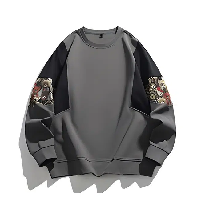 极限涡轮 美式刺绣拼接长袖重磅圆领潮牌通勤百搭卫衣 男女同款