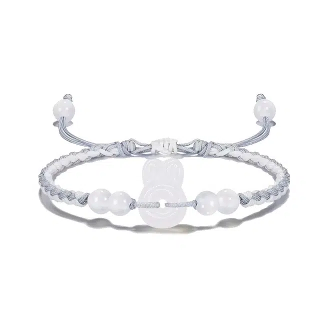 余笙情 【招财好运兔子守护】 精致萌趣可爱兔子创意小众高级百搭甜美浪漫  琉璃 手绳 男女同款情侣款