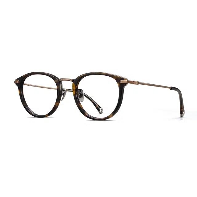 【可配度数】 苍木优品 超轻复古玳瑁色防蓝光近视镜框男纯钛圆框防蓝光 钛板材镜架 椭圆形 功能性眼镜 男女同款情侣款