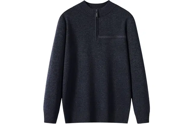 恒源祥 厚款半高领拉链套头针织毛衣 男款
