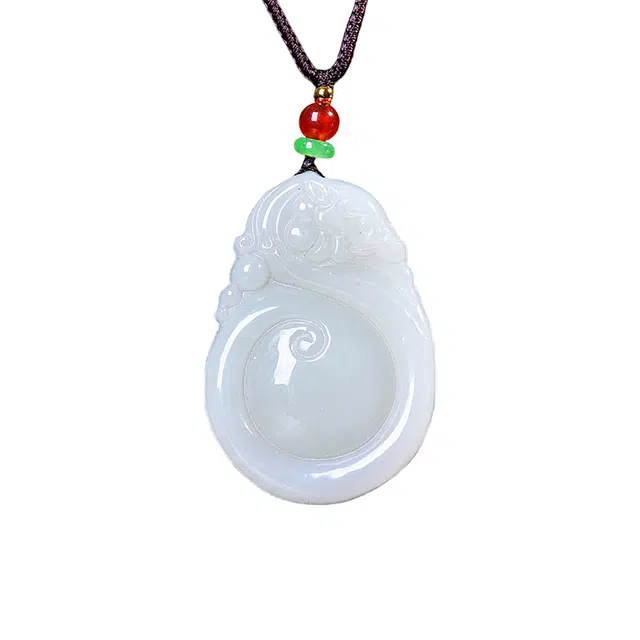 舒杰 复古仿古龙项链 和田玉 白玉 男女同款情侣款
