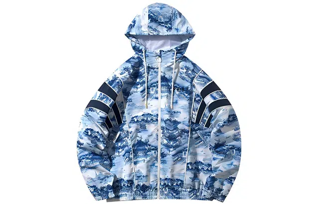 中国李宁 巴黎时装周 青花瓷印花时尚宽松运动夹克 男款 青花瓷印花