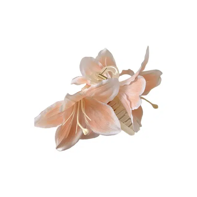 色菲尔 百合花朵  冷感紫色蓝色百合花氛围感立体仿真花朵高级感鲨鱼夹绝美 布 发夹 女款