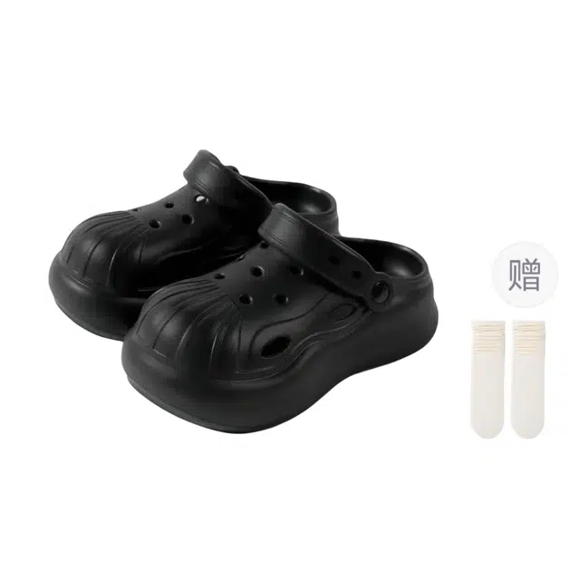 小鹿米利 贝壳头厚底增高外穿透气凉拖户外 防臭包头拖鞋 女