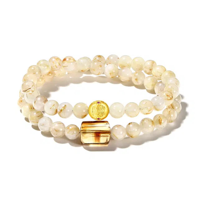 【普陀山官方已过香】 普陀山文创 提升运势招财吸金黄塔晶转运珠财运滚滚发财暴富有钱花#好运 黄发晶 手串 男女同款情侣款