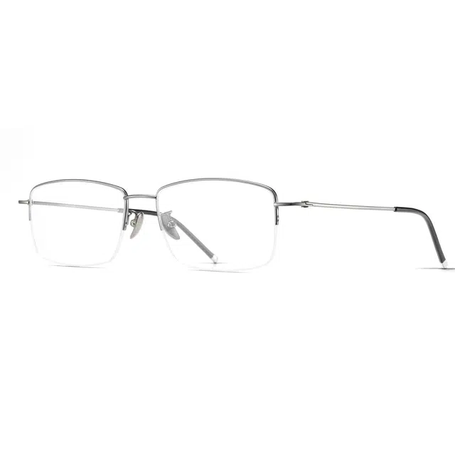 【可配度数】 苍木优品 时尚斯文商务半框防蓝光近视眼镜男士超轻纯钛大脸男士眼镜架 钛 方形 功能性眼睛 男款