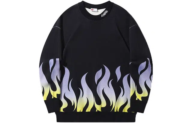 中国李宁 火焰套头宽松长袖针织衫 男女同款 黑色