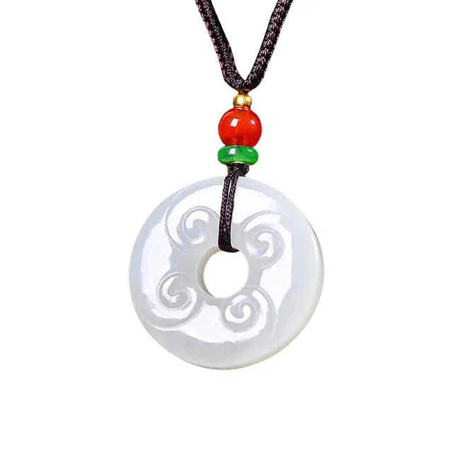 舒杰 复古风仿古扣项链 和田玉 白玉 男女同款情侣款