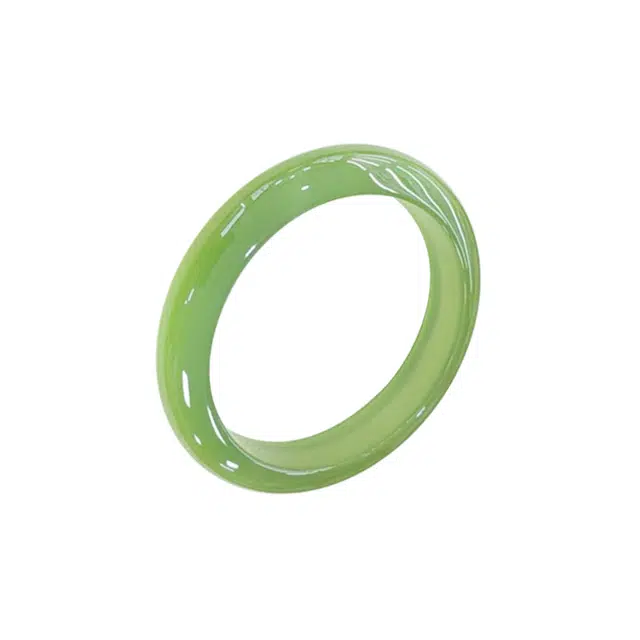 金大福 远山黛 温婉气质茶色油青素圈小众国潮新中式汉服旗袍古风清冷感优雅温柔甜美纳福叠戴 玉髓 手镯 女款