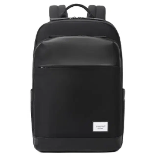 泰格奴 百搭休闲简约质感 尼龙 双肩包 中号 男女同款情侣款 黑色/白色