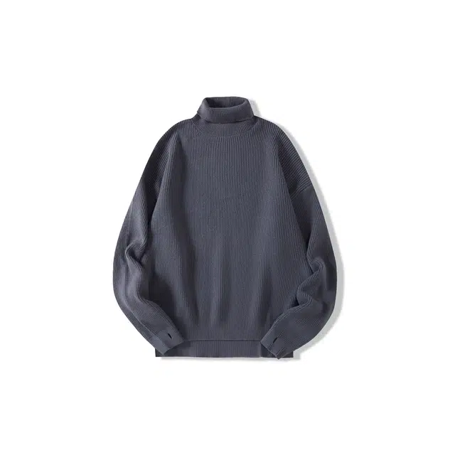 我是大卫 高领休闲慵懒感宽松韩版百搭潮牌纯色针织衫 男女同款