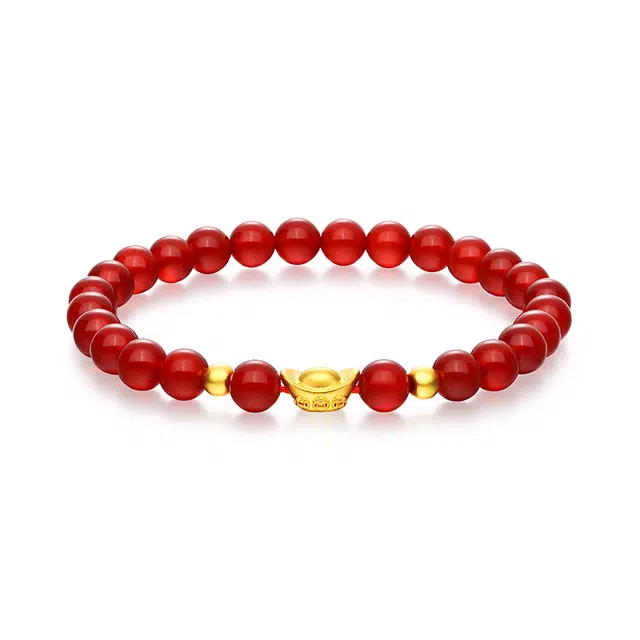 【财神到】 金六福吉祥 财运亨通元宝经典中式国潮风格本命年转运珠 小众高级设计轻奢感招财纳福手饰日常百搭天然 玛瑙 手串 男女同款情侣款