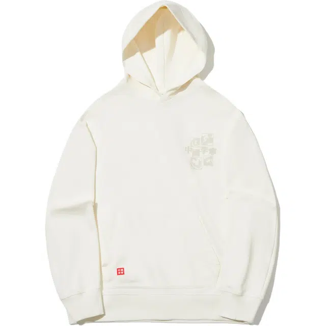 中国李宁 重燃系列 舒适休闲宽松简约连帽卫衣 男女同款 米白色